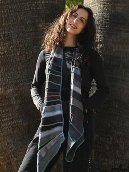 Sjaal viscose grijs, multi stiksel - Liz