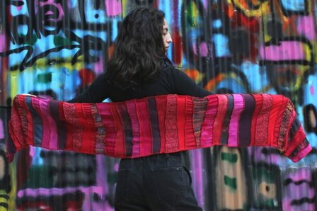 Warme sjaal - roze rood roestbruin - Liz