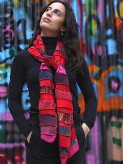 Warme sjaal - roze rood roestbruin - Liz
