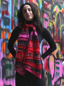 Warme sjaal - roze rood roestbruin - Liz