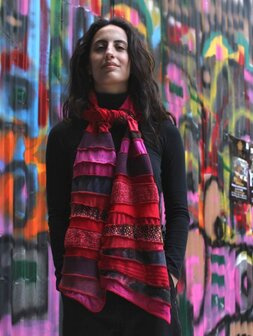 Warme sjaal - roze rood roestbruin - Liz