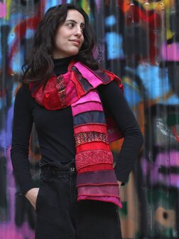 Warme sjaal - roze rood roestbruin - Liz