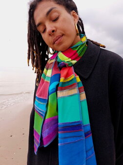 Sjaal viscose regenboog multi banen