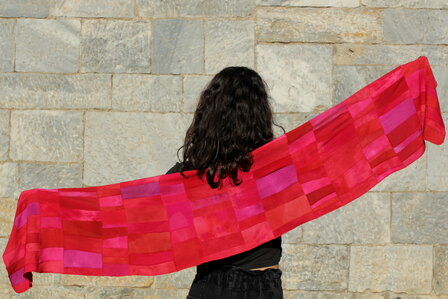 Sjaal viscose patchwork rood 