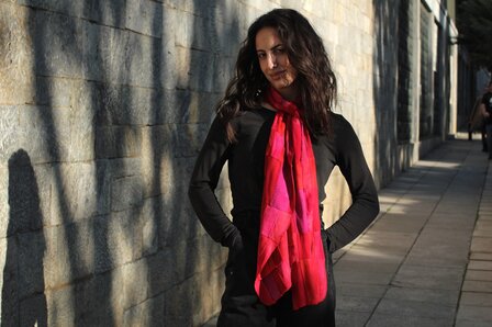 Sjaal viscose patchwork rood 