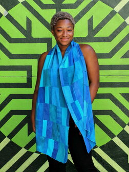 Sjaal viscose patchwork rood 