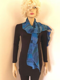 Zijden sjaal - groen blauw grijs - Liz