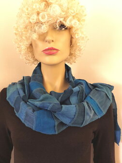 Zijden sjaal - groen blauw grijs - Liz