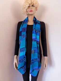Sjaal viscose combi blauw