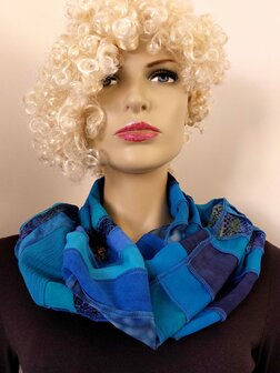 Sjaal viscose combi blauw
