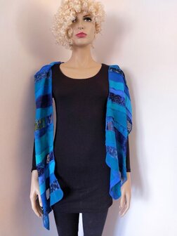 Sjaal viscose combi blauw