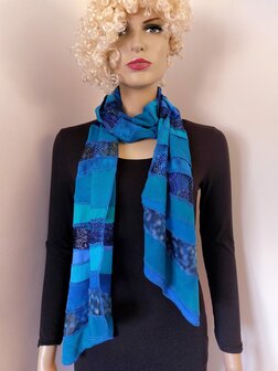 Sjaal viscose combi blauw