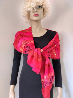 Sjaal viscose combi rood