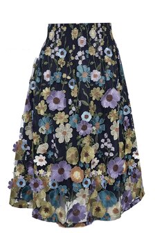 Rok lochy bloem blauw goud
