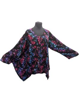 Blouse wizard batik blauw fuchsia 2