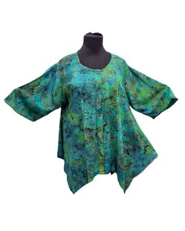 Blouse wizard batik blauw groen