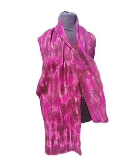 Zijde wol sjaal - fuchsia aubergine