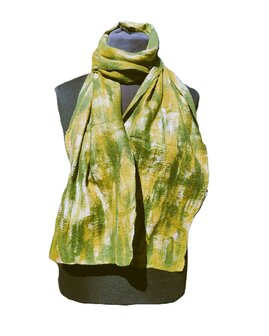 Zijde wol sjaal - groen wasabi 