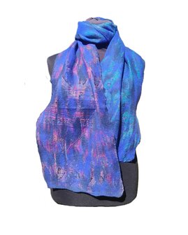 Zijde wol sjaal - blauw paars
