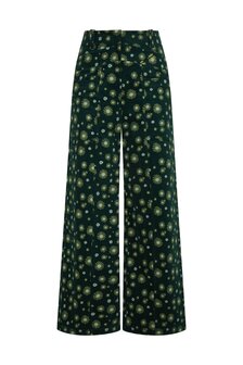 Triangle broek rib bloem groen