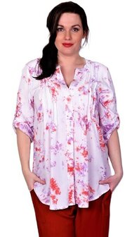 Blouse Forza wit lila rood
