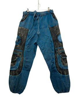 Broek katoen stonewash petrol