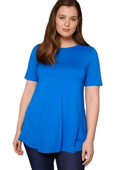 A-lijn shirt korte mouw turquoise blauw