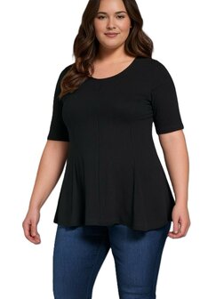 A-lijn shirt korte mouw zwart