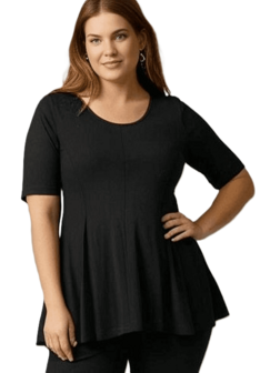 A-lijn shirt korte mouw zwart