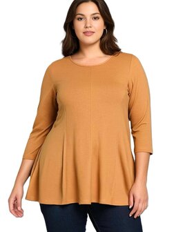 A-lijn shirt 3/4 mouw oker geel