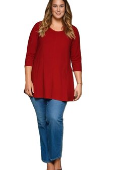 A-lijn shirt 3/4 mouw donker rood