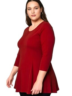 A-lijn shirt 3/4 mouw donker rood