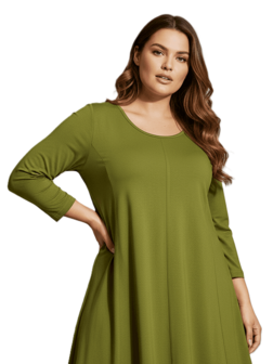 A-lijn shirt 3/4 mouw olijf groen