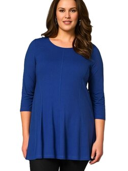 A-lijn shirt 3/4 mouw-kobalt-blauw