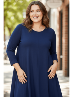 A-lijn shirt 3/4 mouw-donker-blauw