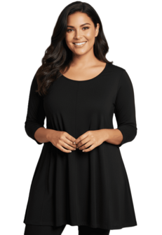 A-lijn shirt 3/4 mouw zwart