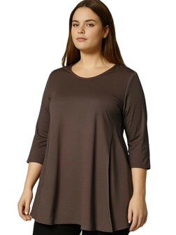 A-lijn shirt 3/4 mouw bruin