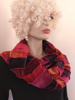 fluwelen sjaal rood roest fuchsia aubergine - Liz 