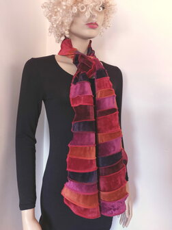 fluwelen sjaal rood roest fuchsia aubergine - Liz 