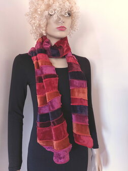 fluwelen sjaal rood roest fuchsia aubergine - Liz 