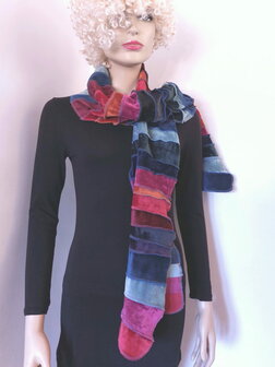 fluwelen sjaal rood roest petrol fuchsia groen zwart - Liz 