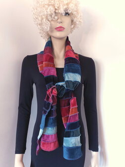 fluwelen sjaal rood roest petrol fuchsia groen zwart - Liz 