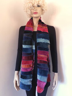 fluwelen sjaal rood roest petrol fuchsia groen zwart - Liz 