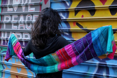 Warme sjaal - regenboog - Liz