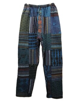 Broek katoen patch blauw