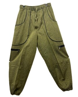 Broek katoen bies army groen
