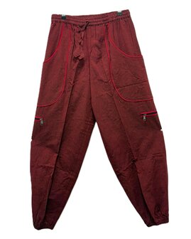 Broek katoen bies bordeaux rood