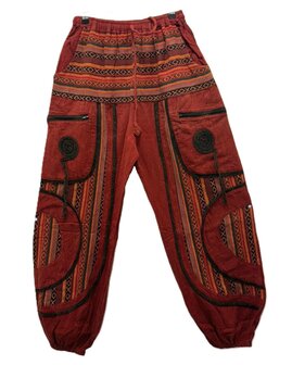 Broek katoen pas ikat rood