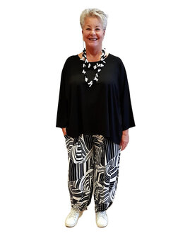 Wijd shirt Mery lang lm zwart