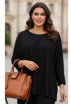 Wijd shirt Mery lang lm zwart